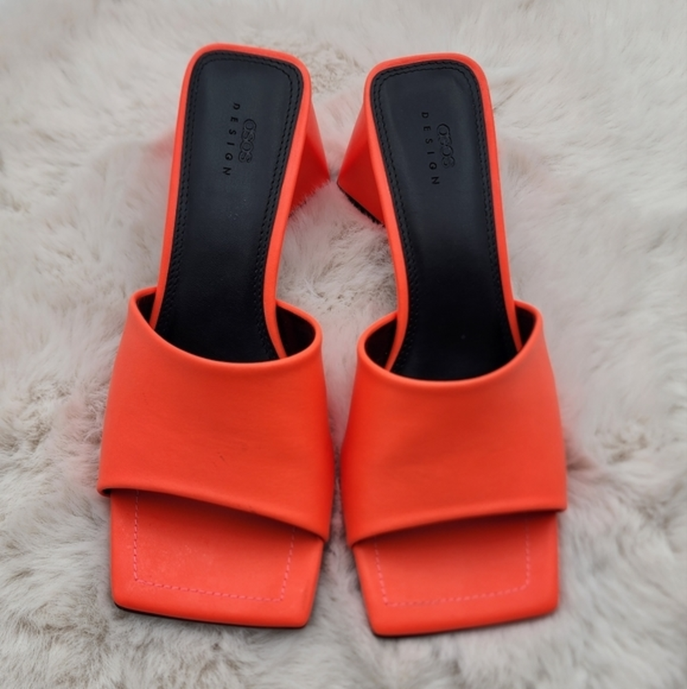 Asos Design Halliwell Triangle Block Heel Neon Or… - image 1